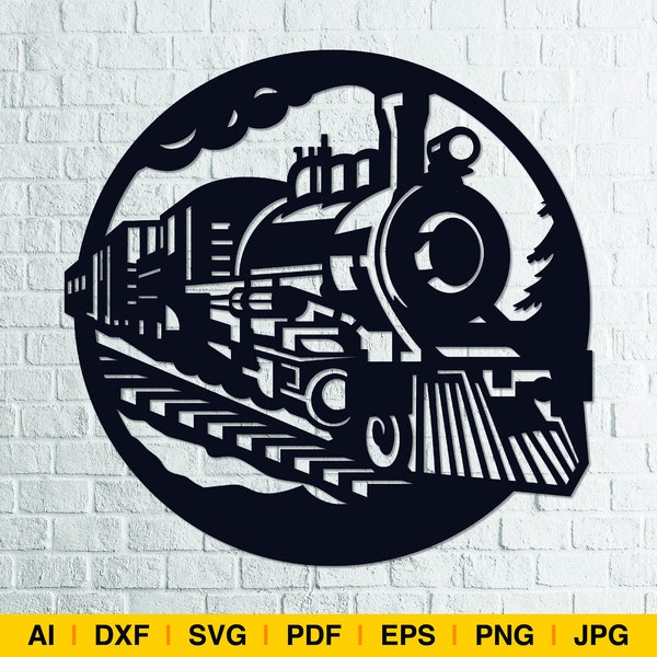 Train Steam Wall Artwork. Decor SVG, DXF, glowforge files, laser pattern, laser file file, laser svg, laser cut, CNC Router, Ornament, laser