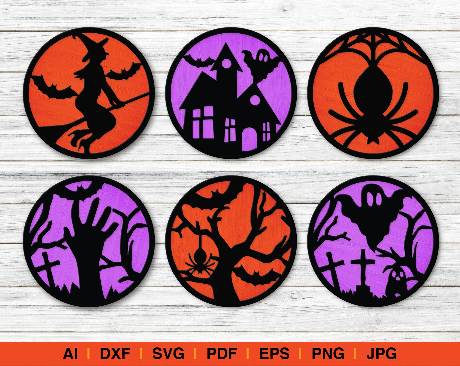 Halloween Panel. Laser cut files SVG DXF vector file Etsy Polska