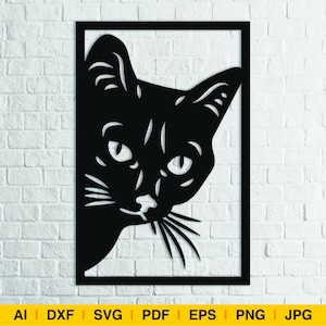 Cat Frame / Vector Artwork, SVG File Cutting, EPS, PNG Transparent background, cutting files for Silhouette Studio and Cricut Design