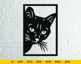 猫のフレーム / ベクターアートワーク、SVG ファイル カッティング、EPS、PNG 透明背景、Silhouette Studio および Cricut Design 用のカッティング ファイル