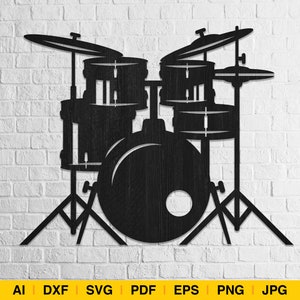 Drum Svg, Drummer Svg, Vector Cut file for Cricut, Laser cut Silhouette, Pdf Png Eps Dxf, Decal, Sticker, Stencil, Vinyl, Music instrument