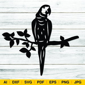 Parrot Muur Kunstwerk. Lasergesneden bestanden SVG, DXF, vectorbestand, glowforge-bestanden, laserpatroon, laserbestand, lasersvg, lasergesneden, cricut, camee