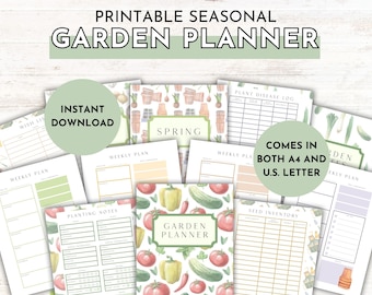 Garden planner, printable gardening journal, seed and soil logbook, seasonal seed planting schedule, backyard garden allotment organizer
