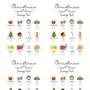Christmas Scavenger Hunt Printable 4 to a page