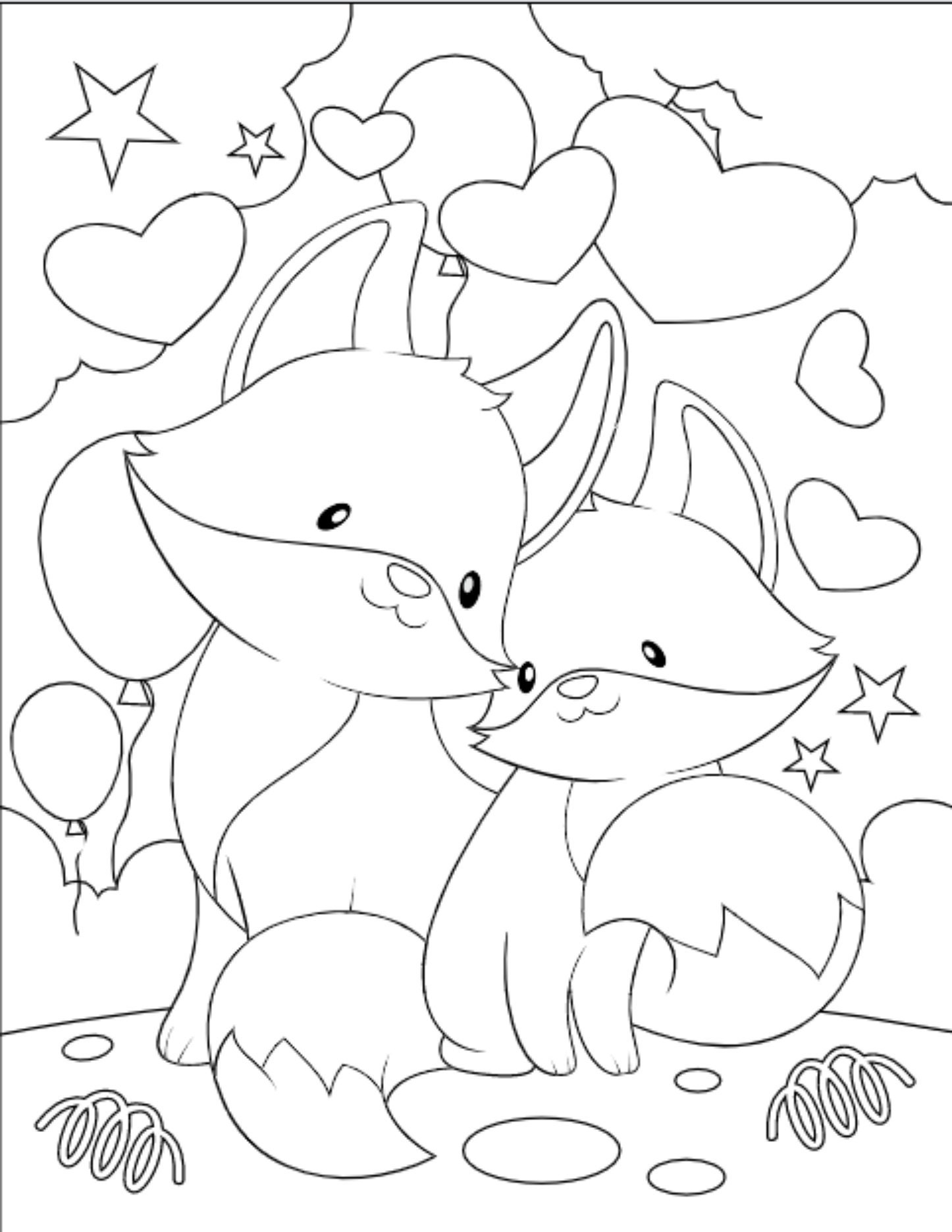Cute Valentine Animals Coloring Pages Set 1 Etsy