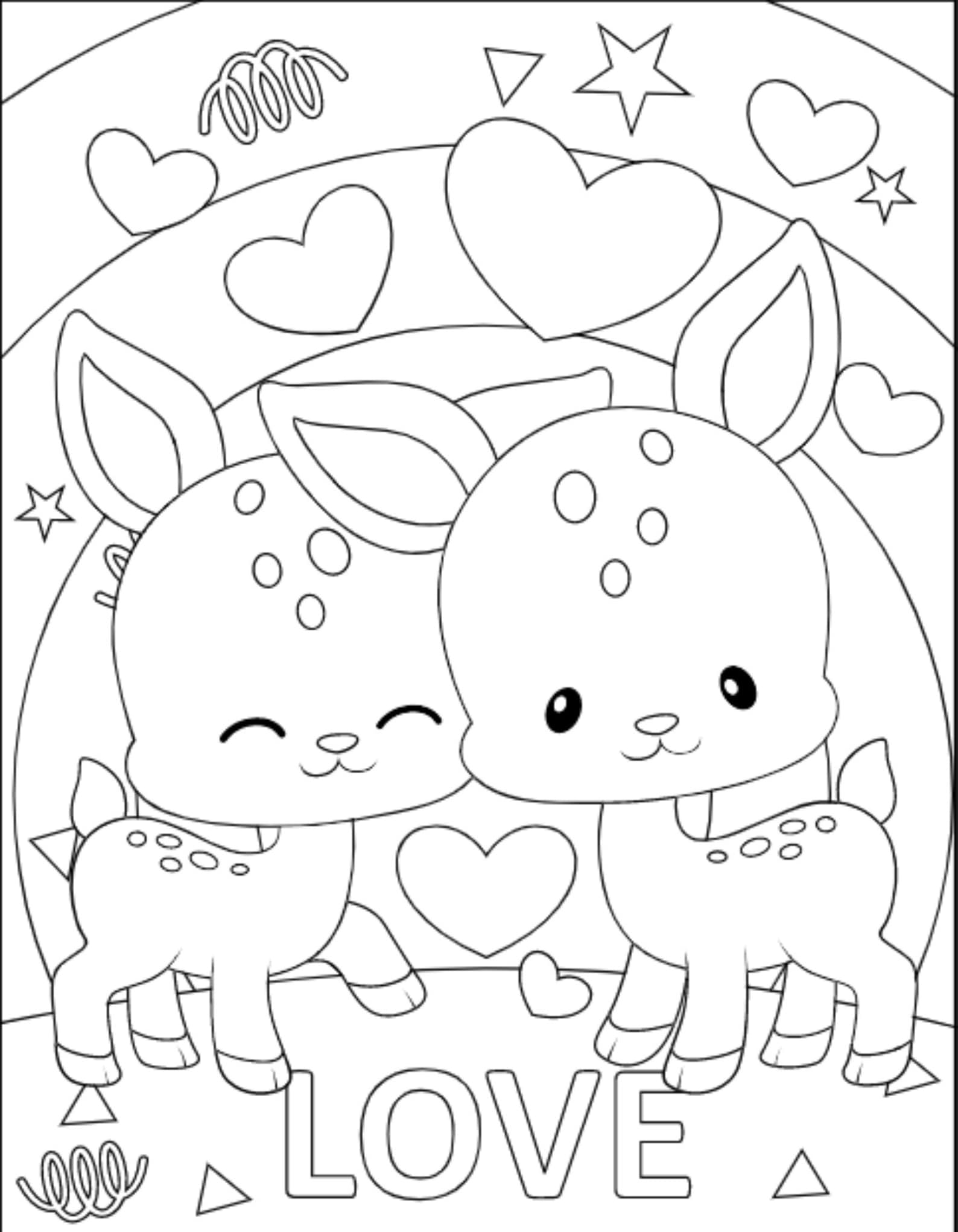 Valentine Animal Coloring Page