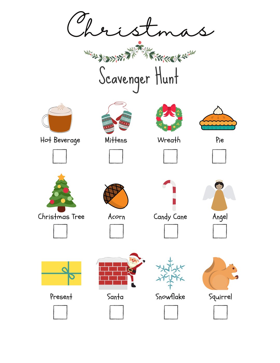 Christmas Scavenger Hunt Printable Full Page - Etsy