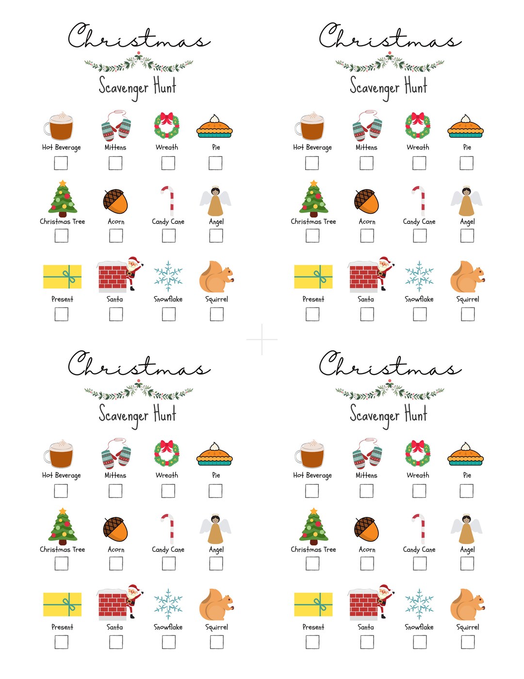 Christmas Scavenger Hunt Printable 4 to a Page - Etsy