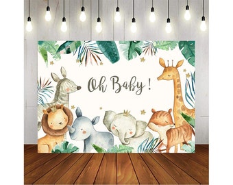 Zhy Safari Boy Backdrop Boys Baby Shower Party Decoration 7/×5ft Vinyl Jungle Animals Boy Baby Shower Party Supplies Photography Background