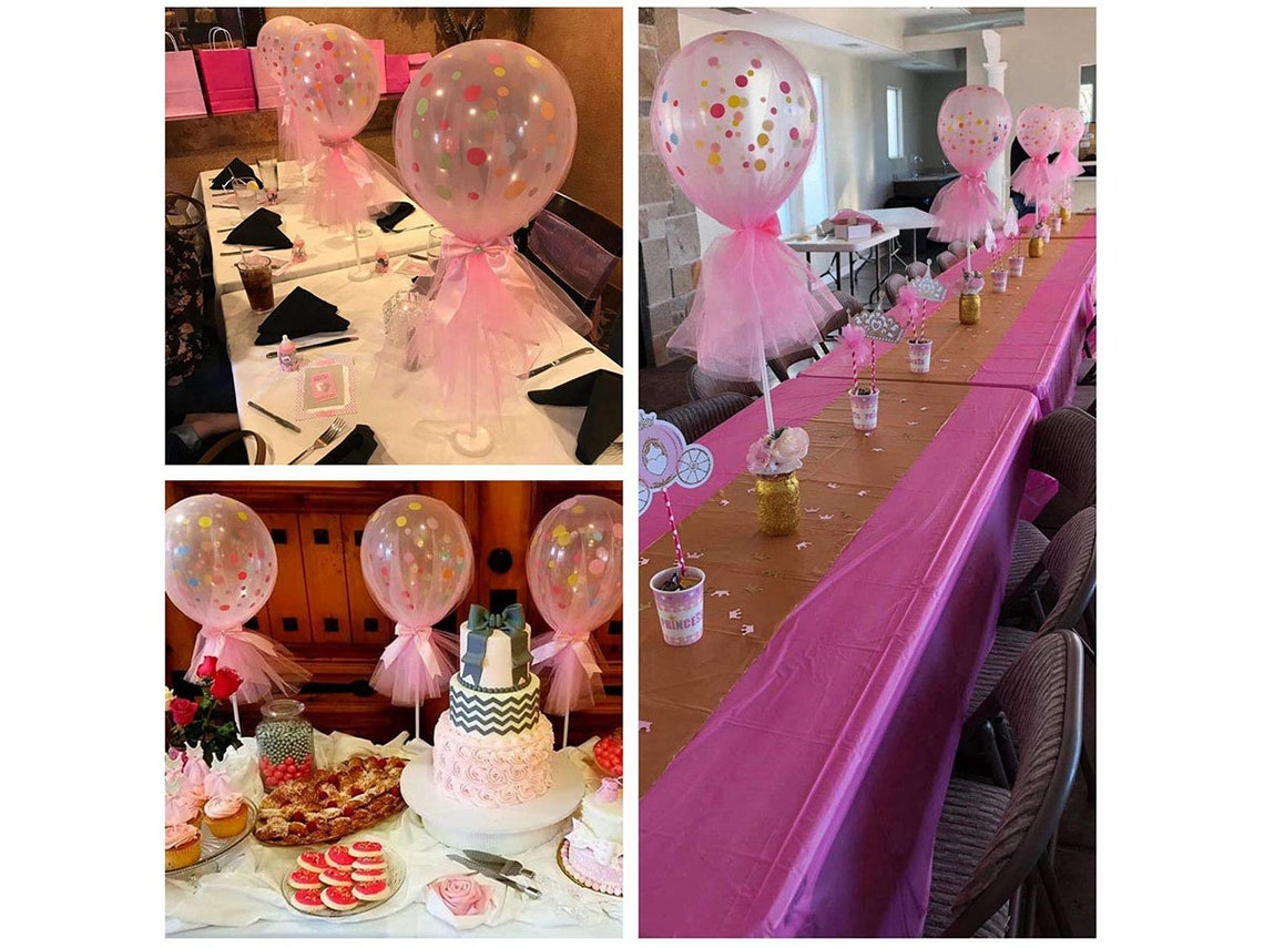 Pink Polka Dot Balloons Set Tutu Tulle Balloons With Column Etsy