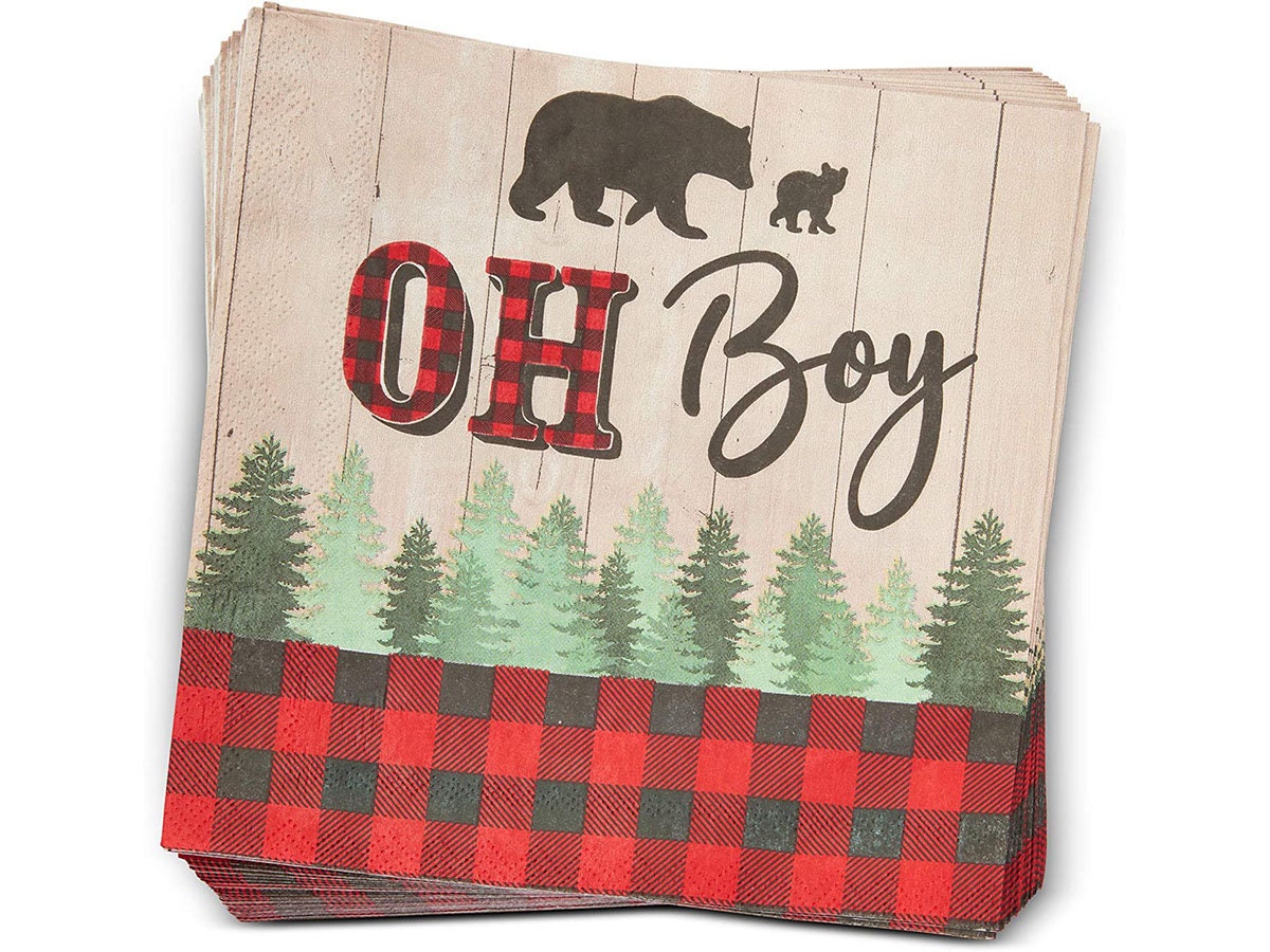 Red Buffalo Plaid Boy Baby Shower Party Supplies Dinnerware Etsy