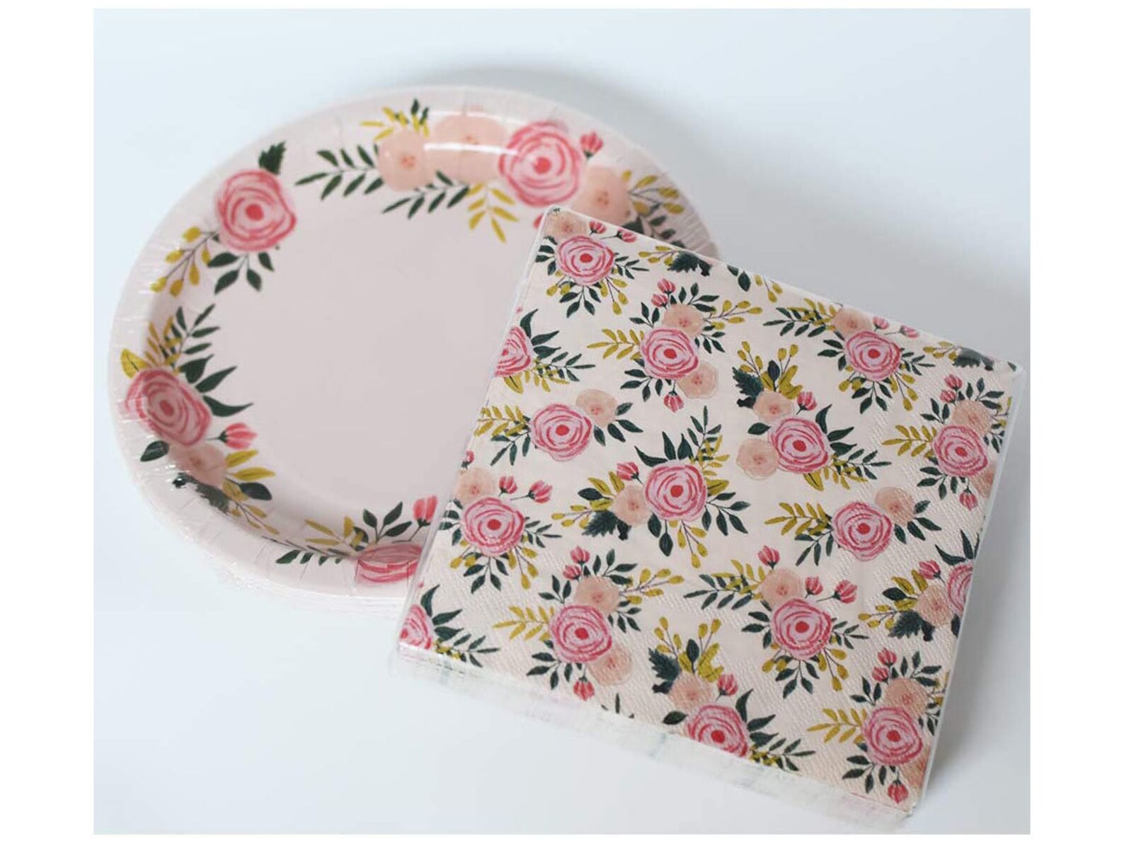 Pink Floral Party Pack Plates Napkins Cups Serves 25 Etsy
