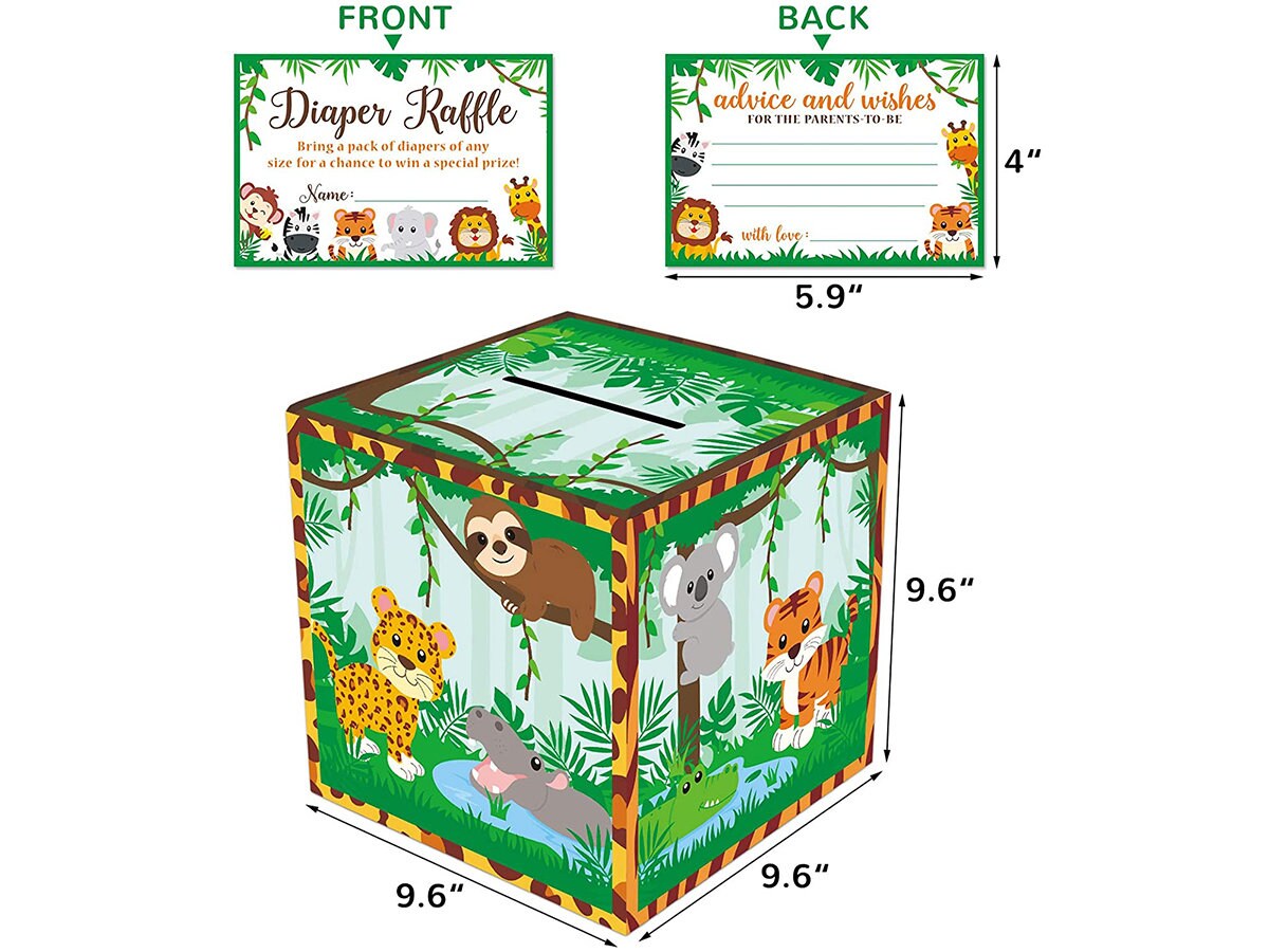 51PCS Safari Baby Shower Card Box Holder and Advice Cards Etsy