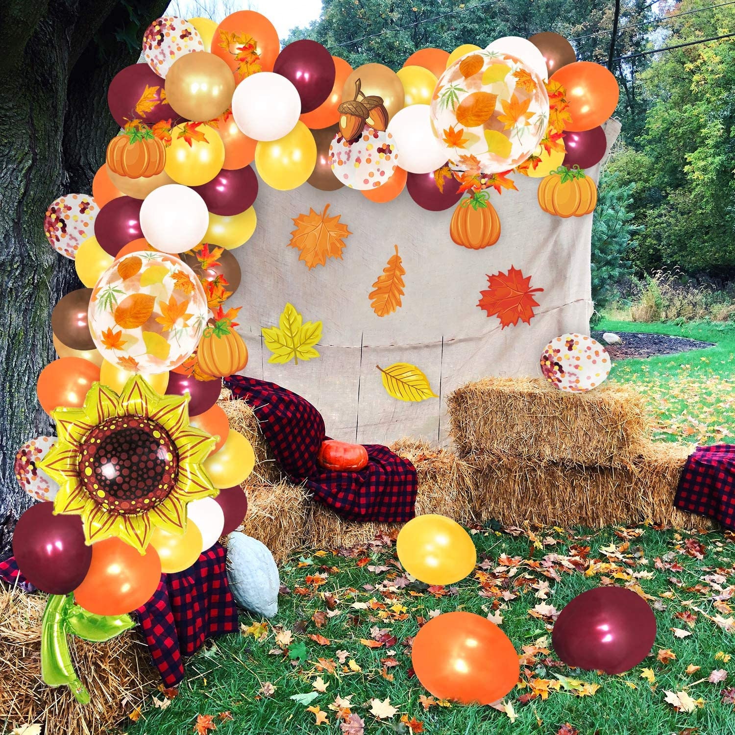 Fall Balloons Garland Autumn Maple Leaves Decoration Kits Etsy