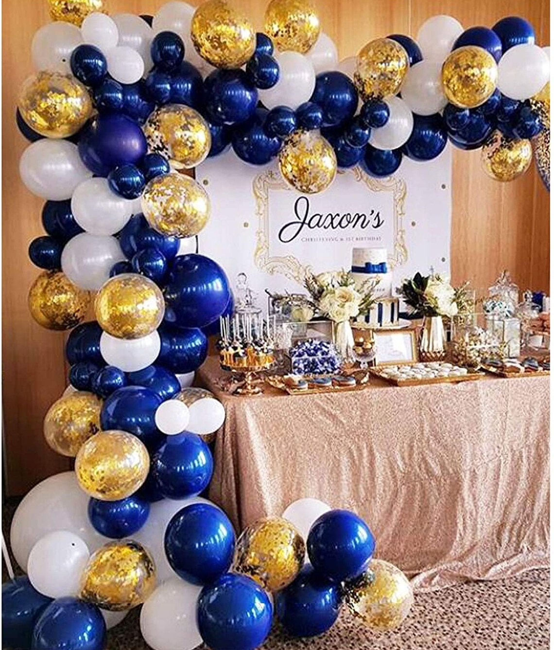 Royal Blue and White Latex Gold Confetti Balloons 100 Pcs Etsy