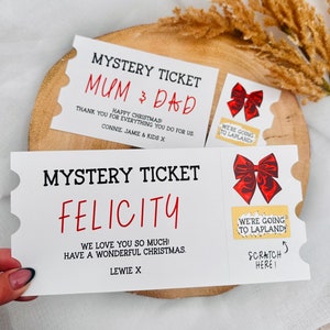 Cadeau carte à gratter de Noël | Billet mystère | ticket à gratter | Révéler le cadeau | Remplisseur de bas