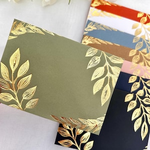 Gold foiled luxury envelopes | C6 size | green envelopes | wedding stationery | botanical
