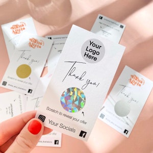 Cartões de raspadinha personalizados para empresas - holográficos, dourados ou prateados