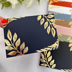 Gold foiled luxury envelopes | C6 size | Navy Blue | wedding envelopes | botanical