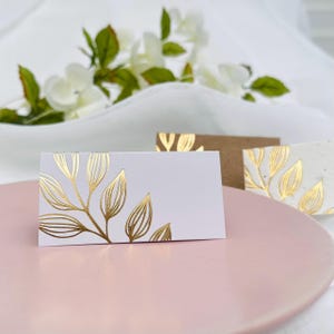 Blank name place cards | wedding name cards | Gold leaf design | DIY wedding | white name cards