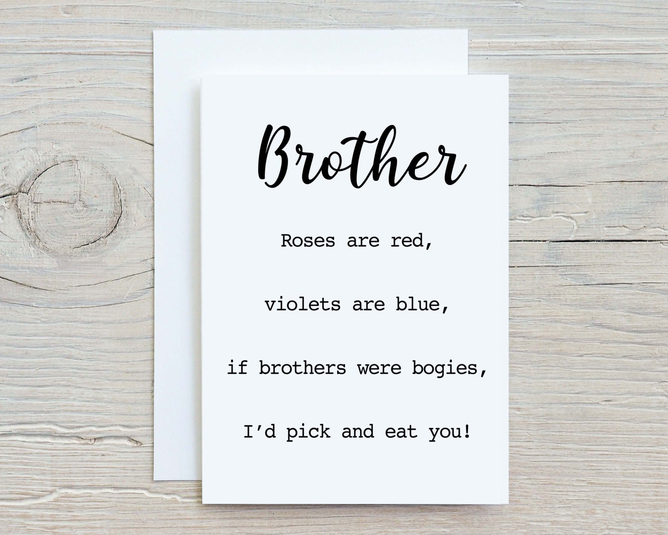 Poems About Annoying Little Brothers Funny brother poem card if brothers were bogies | Etsy