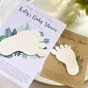 Plantable seed baby shower favours - baby footprints