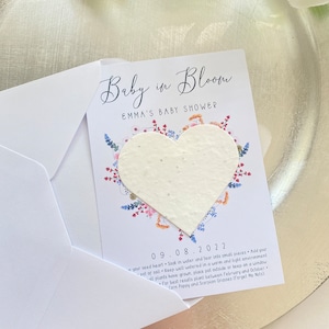 Plantable wildflower heart baby shower favours