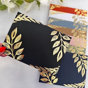 Gold foiled luxury envelopes | C6 size | Black envelopes | wedding stationery | botanical