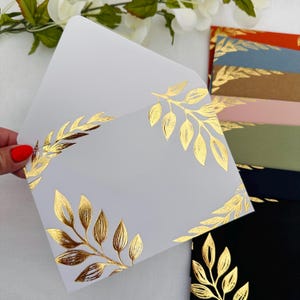 Gold foiled luxury envelopes | C6 size | white envelopes | wedding stationery | botanical