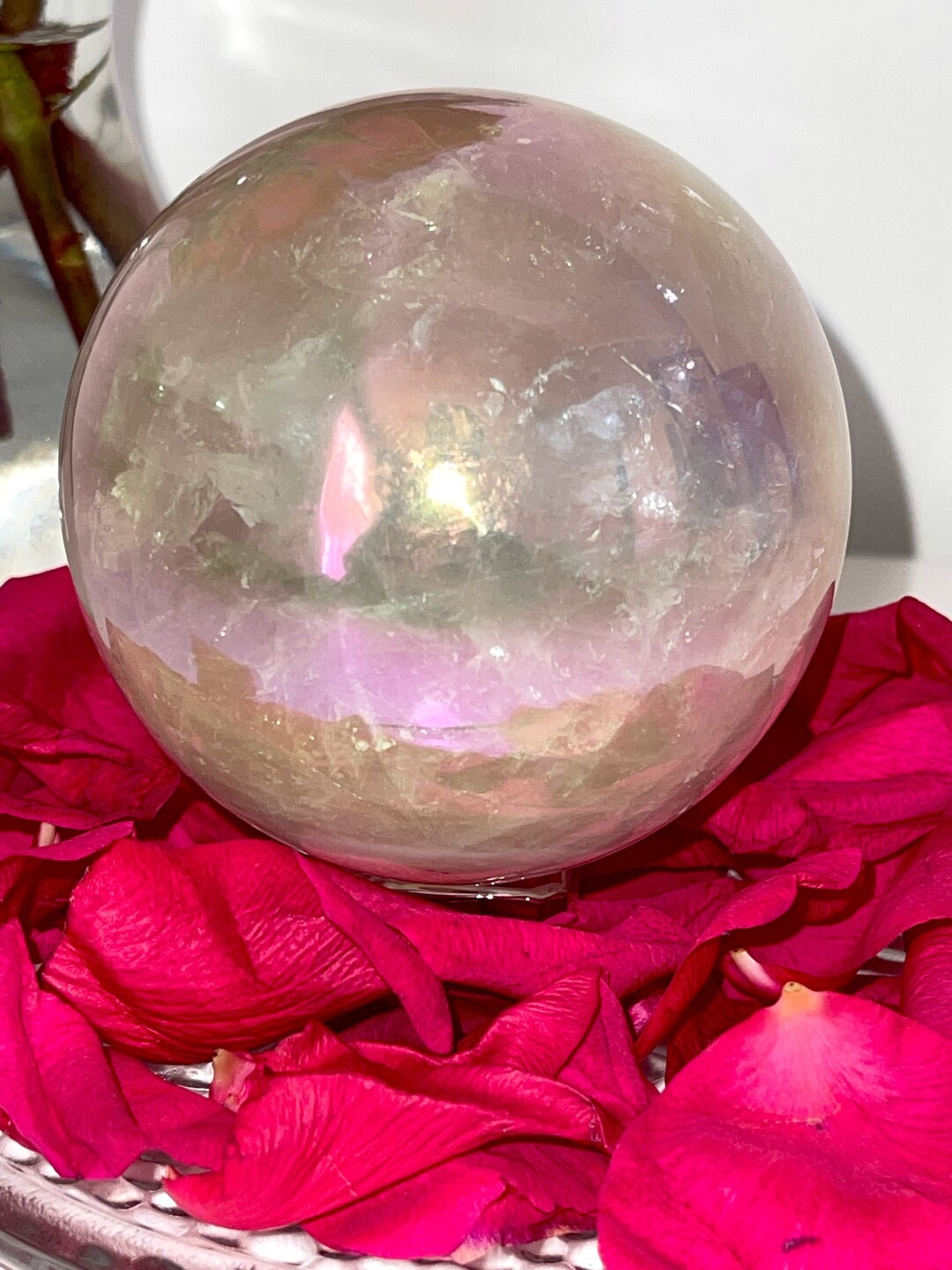 Angel Aura Rose Quartz Sphere Large Etsy