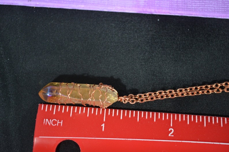 Copper wrapped citrine crystal pendant