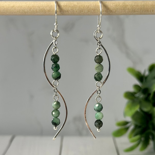 African emerald earrings Sterling silver earrings Gift for women's girlfriend daughter