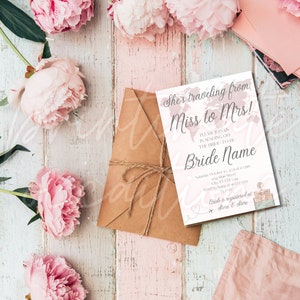 Travel Bridal Shower Invitation, From Miss to Mrs Bridal Shower