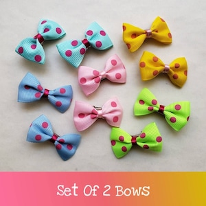 2 Doll Hair Clips, OOAK Blythe Doll, Pullip Doll Hair Clip, Polka Dot Hair Bow, Blythe Accessories, Blythe Clothes, Blythe Doll Hair Bow