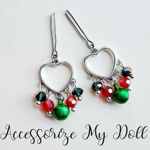 Christmas Earrings, Blythe Earrings, Earrings for Dolls, Doll Earrings, Doll Jewelry, Pullip Doll, Rainbow High, Fashion Doll, BJD, Barbie