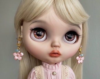 Blythe Doll Earrings, Earrings for Blythe Doll, OOAK Blythe, Earrings with Flower, Blythe Accessories, BJD Doll Jewelry, Custom Blythe Doll