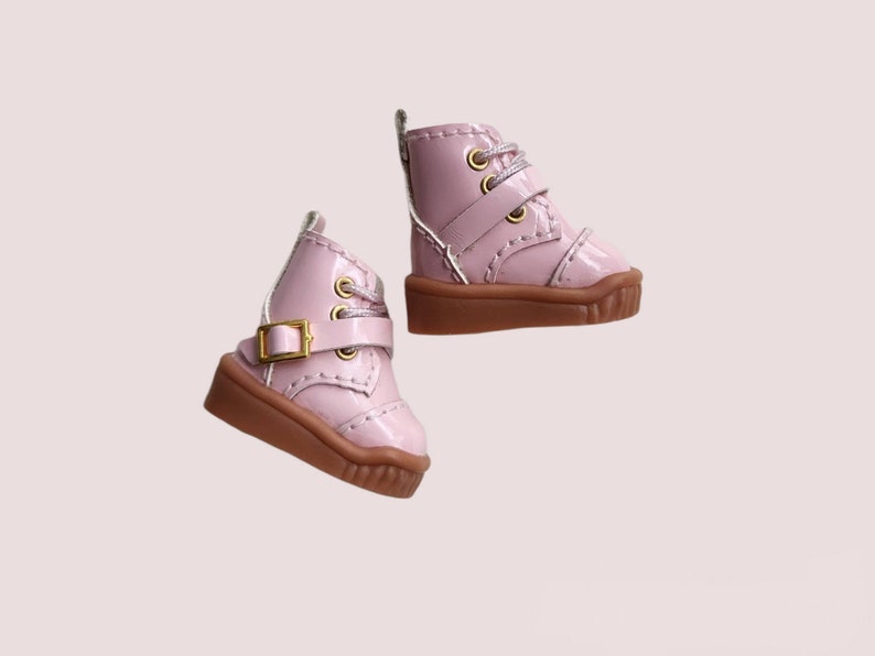 British Style PU Leather Shoes for Blythe, Licca, Azone, Pullip, Blythe Shoes, Blythe Clothes, Blythe Retro Leather Shoes, Pullip Doll Shoes Pink
