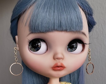 Blythe Doll Earrings, Earrings for Blythe Doll, OOAK Blythe, Gold Hoop Earrings, Blythe Accessories, BJD Doll Jewelry, Custom Blythe Doll