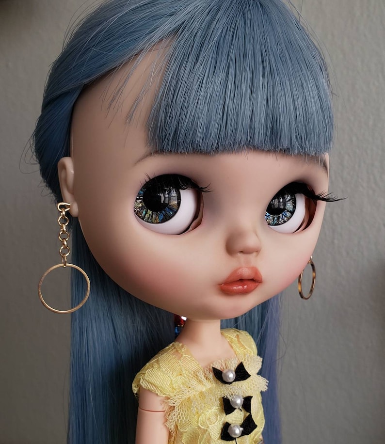 Blythe Doll Earrings, Earrings for Blythe Doll, OOAK Blythe, Gold Hoop Earrings, Blythe Accessories, BJD Doll Jewelry, Custom Blythe Doll image 4