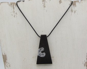 Ironwood Pendant Necklace, Pewter Art, Handmade Adjustable Necklace