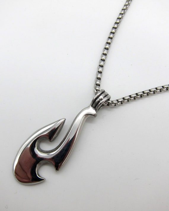 dolphin tale fish hook jewelry Stainless Steel Hawaiian Fishhook Pendant, Stylized Dolphin Design