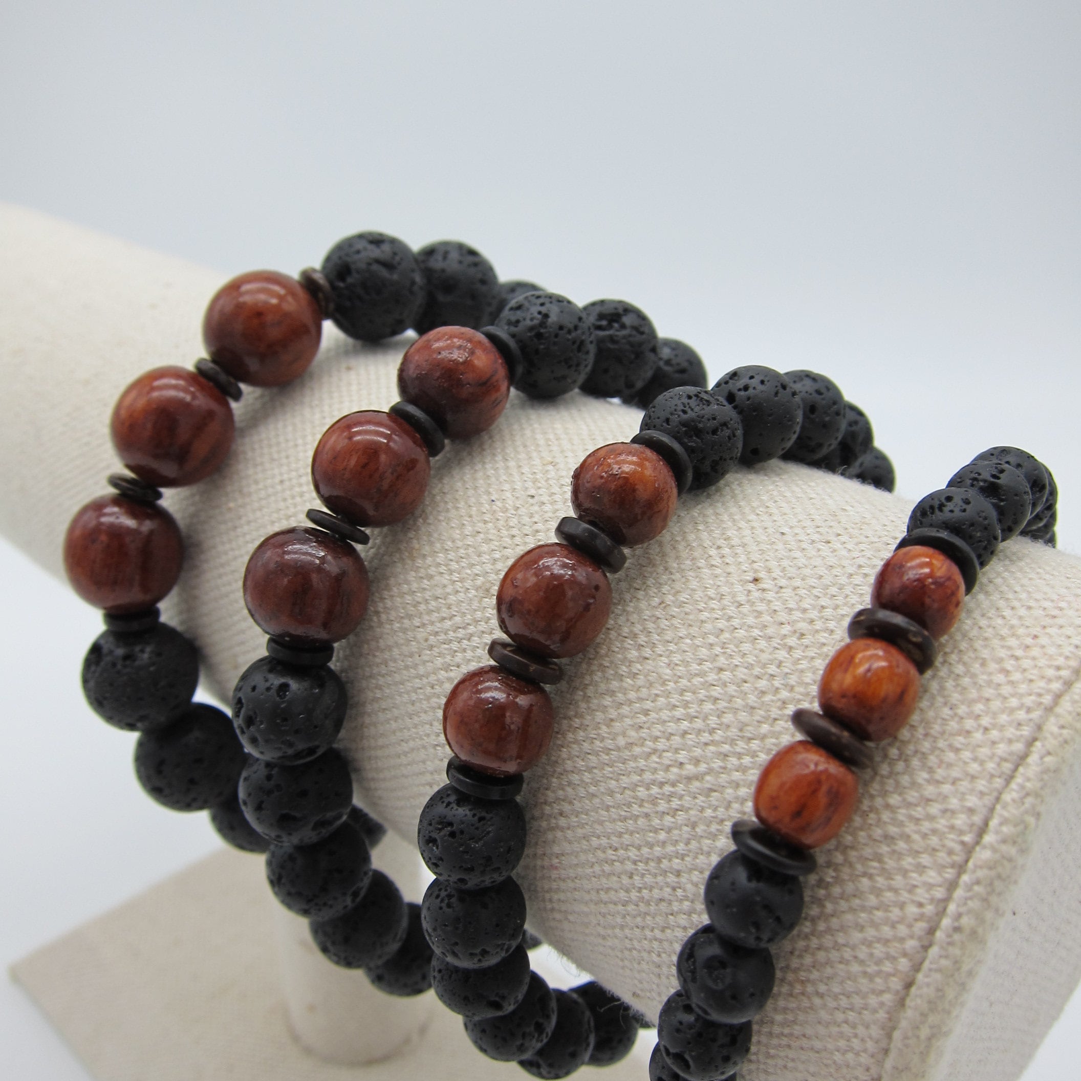 Hawaiian Style Genuine Lava Bracelet With Matching Koa Wood Beads Handmade Free Shipping Etsy Canada