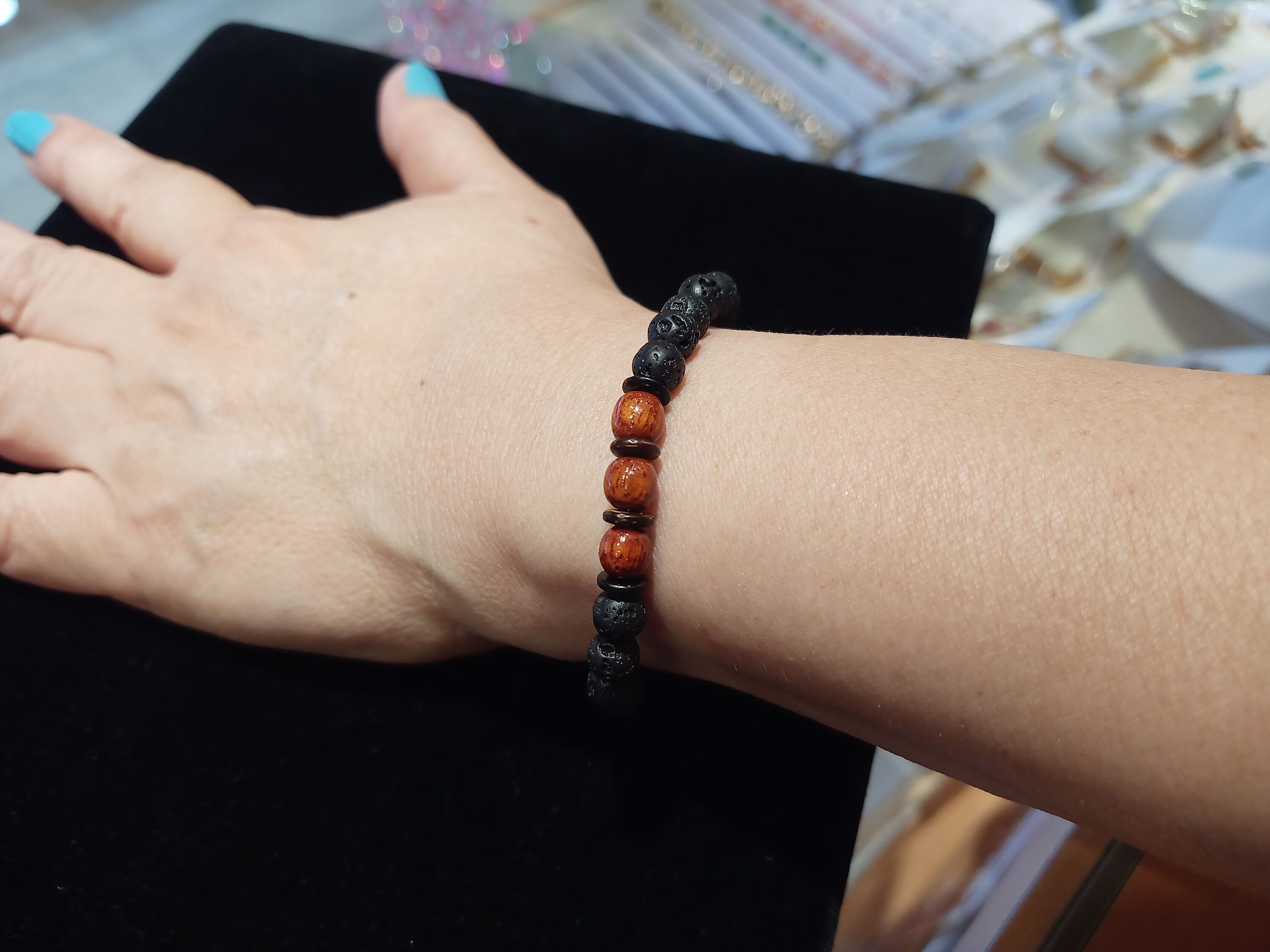 10mm Lava Rock Beaded Bracelet with Hematite Accent Bead – Storcks Designs  LLC