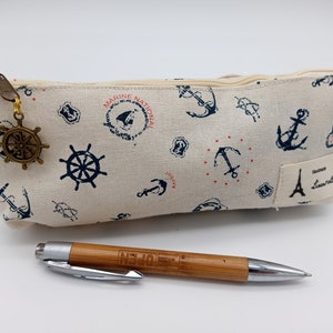 Cute Cotton Canvas Nautical -Tropical Hawaii Pencil Case Cosmetic Bag Water Proof Backing Free Shipping