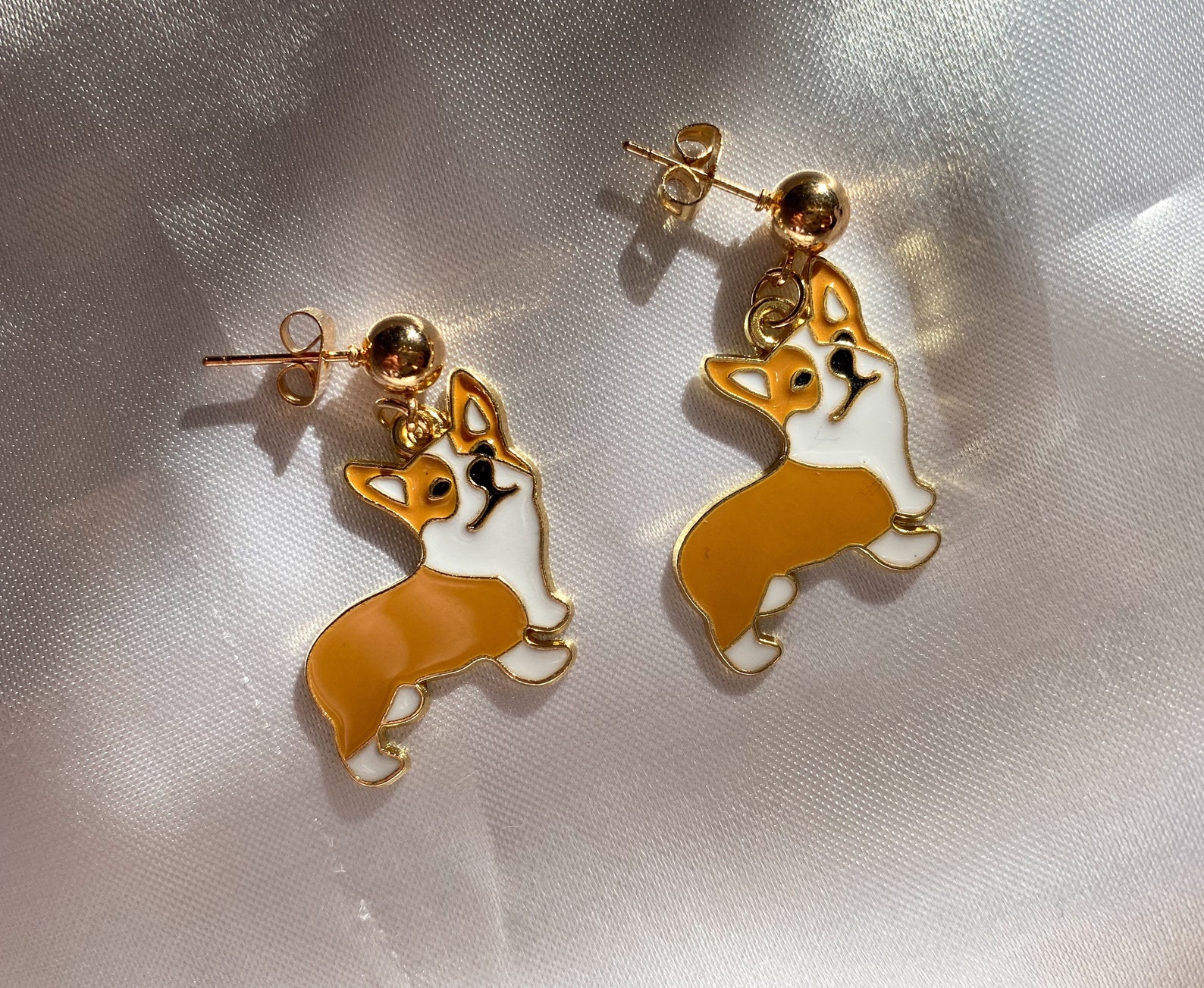 Dog Stud Dangle Earrings, dog earrings, dog themed earrings, stud