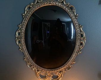 Black Scrying Mirror | Vintage | Divination Tool | Altar | Witch