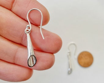 Cone Dainty Earrings, Small Silver Earrings, Dangle Earring, Modern and Minimal, Simple Everyday Earring, , Valentines  Gift