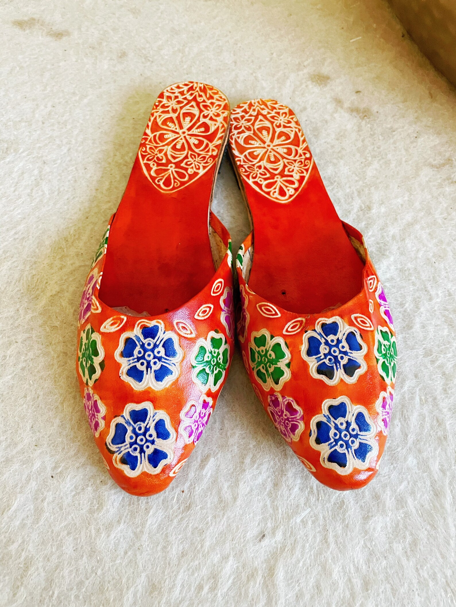 orange mules flat