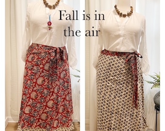 Plus Size | Reversible | Wrap Around | Long Travel Skirt | Adjustable |  Comfortable | Hand Block Printed | Natural Dyes | Cotton Wrap Dress