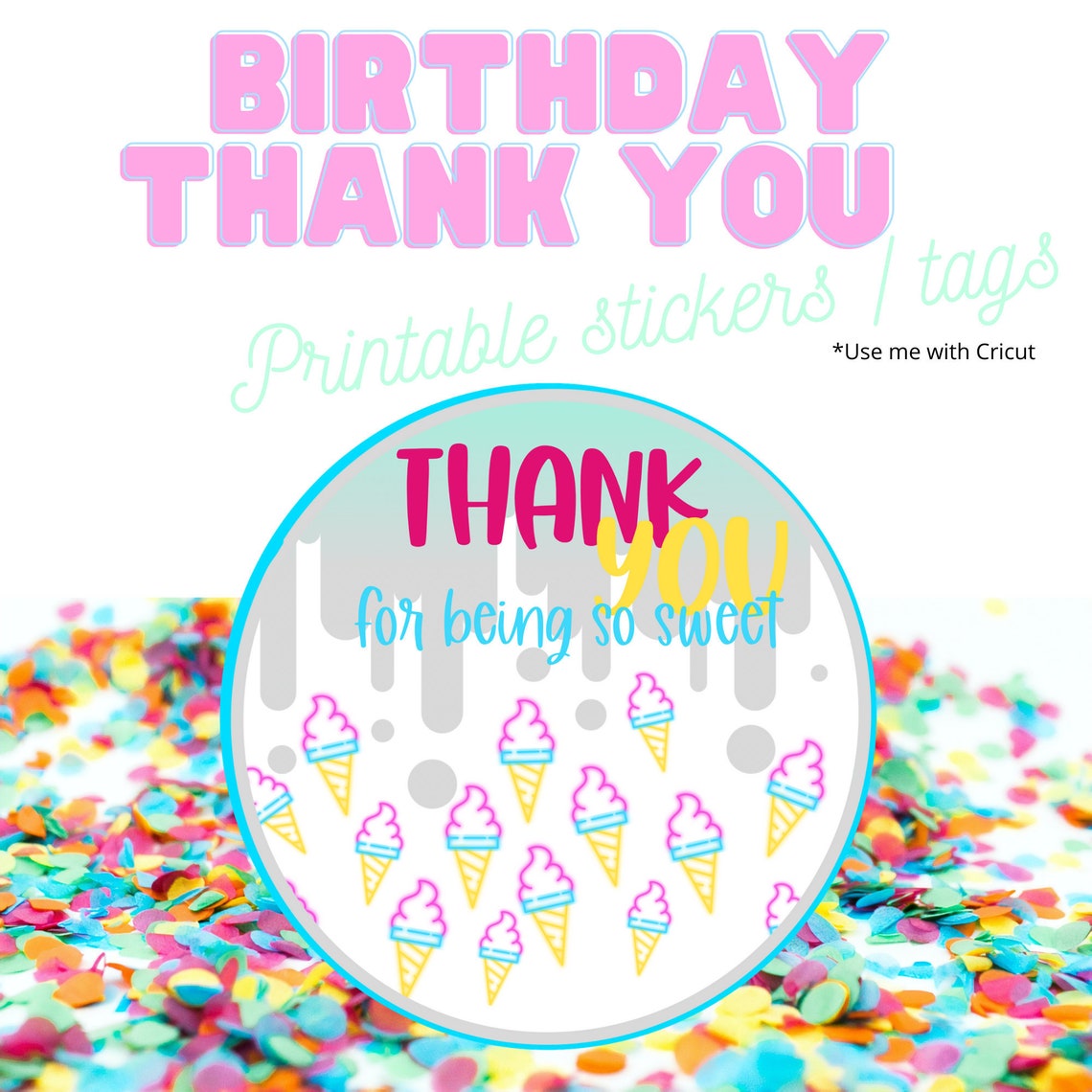 Kids birthday tags / loot bag tags / thank you sticker / Etsy